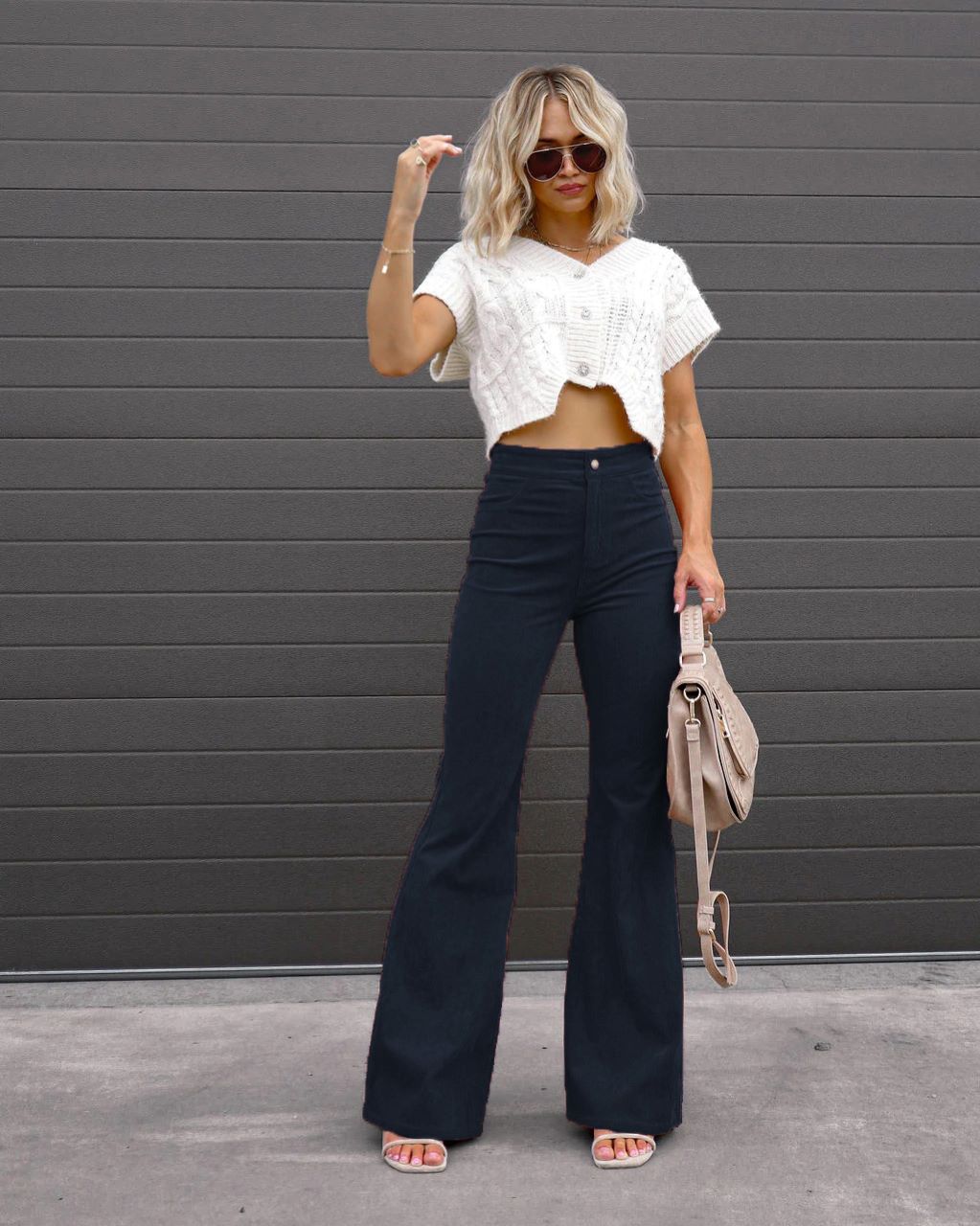 Autumn Solid Color Corduroy Elegant Women Trousers Bootcut Trousers High Waist Casual Pants