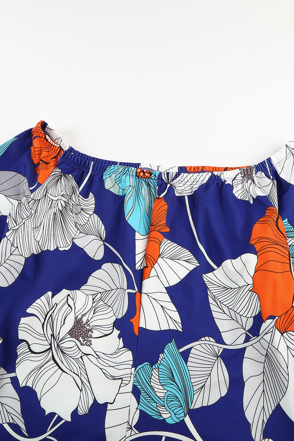 Blue Green Off the shoulder Floral Print Plus size Maxi Dress