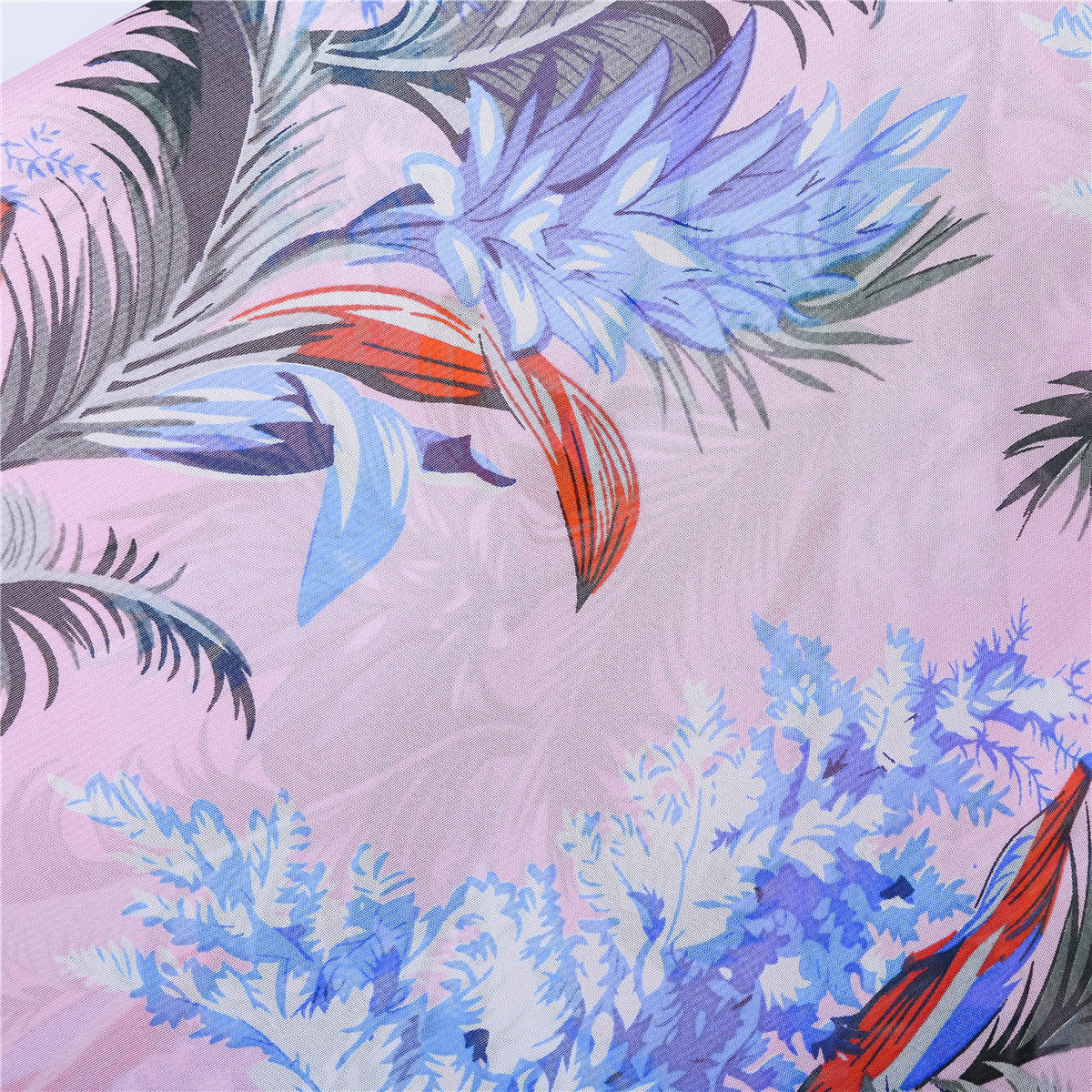 Spring Summer Vacation Travel Beach Coconut Leaves Printed Refreshing Chiffon Lightweight Portable Beach Cover Up