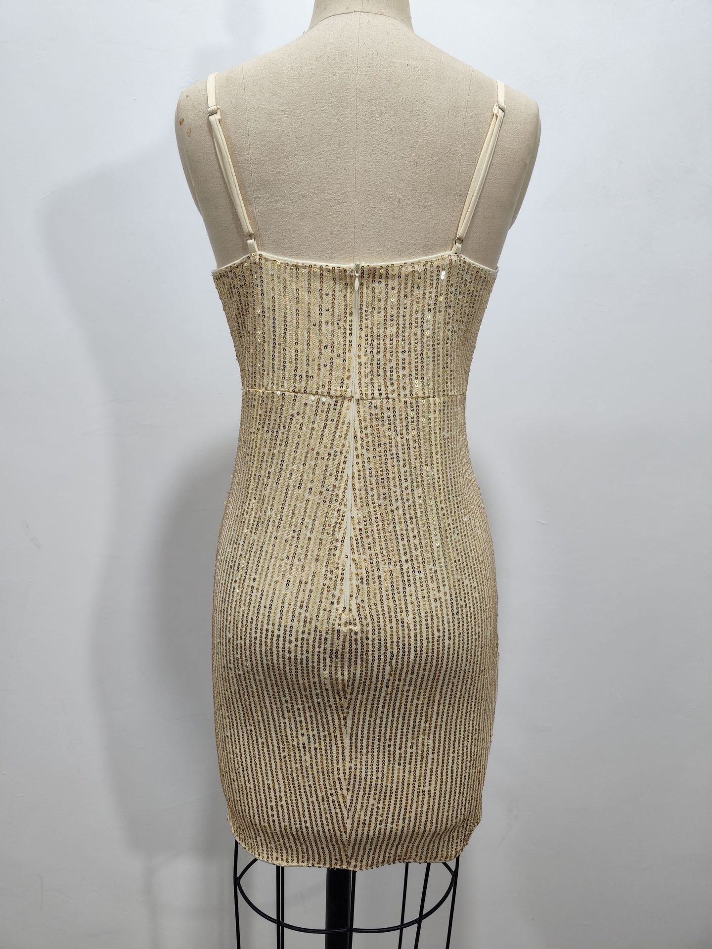 Women Clothing Party Sequ Sexy Sling Deep V Plunge Wrap Dress