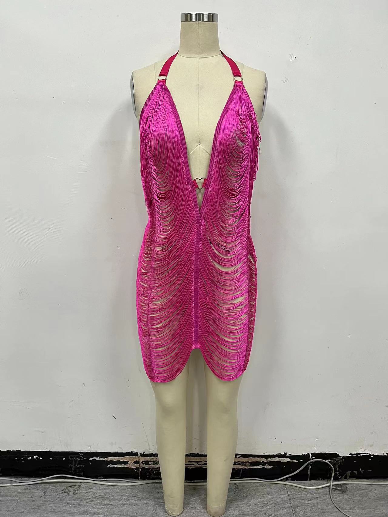 Summer Halter Backless Sexy Fabric Line Dress Women