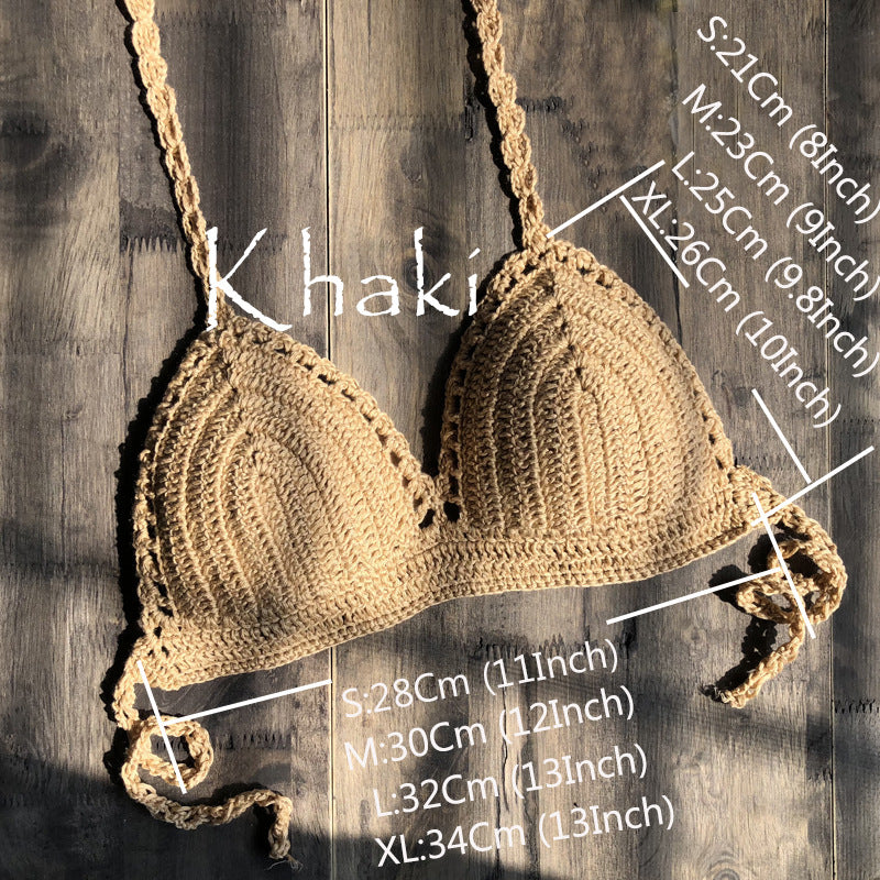 Hand Crocheting Knitting Bikini Wrapped Chest Lady Sexy All-Match Spring Split Swimsuit