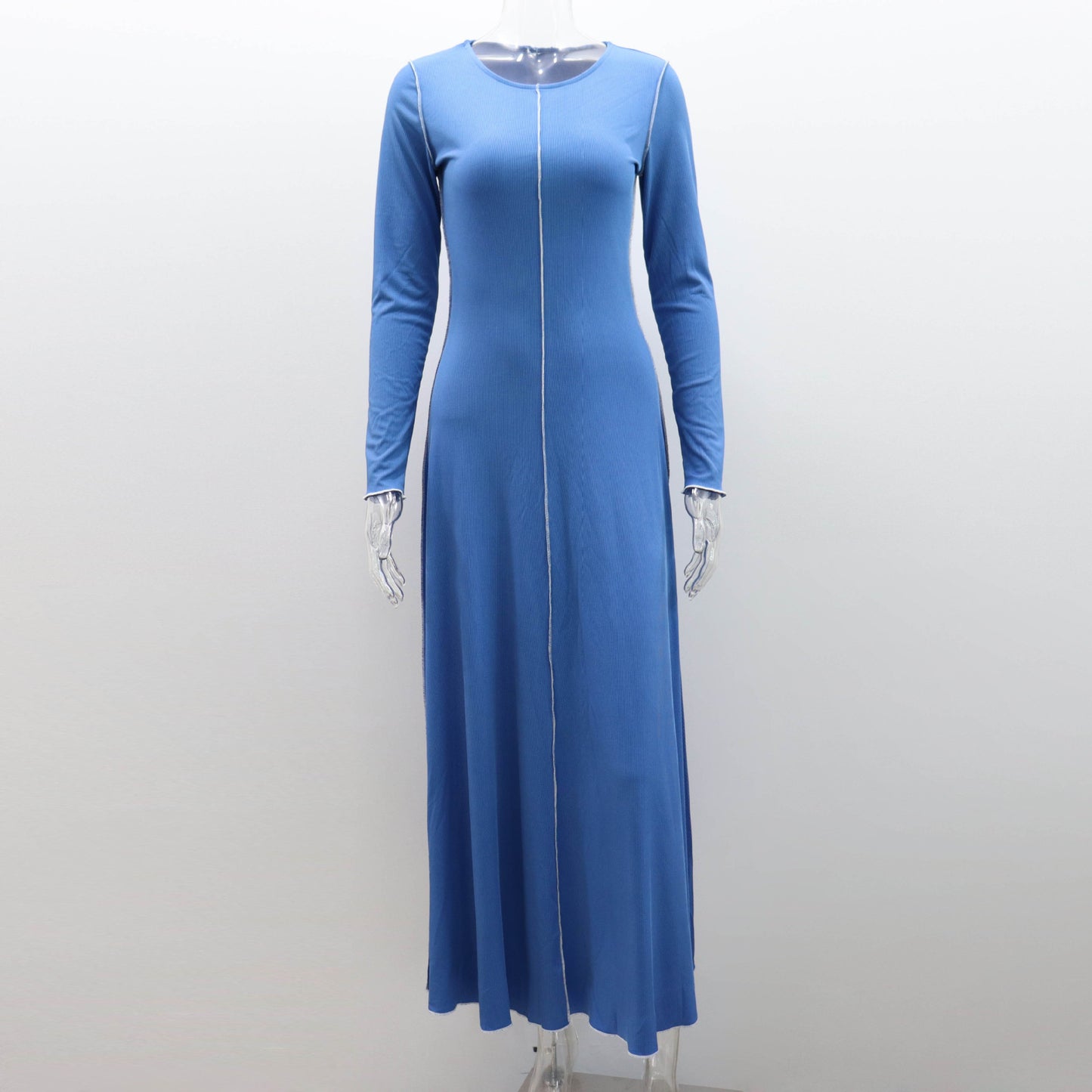 Autumn Winter Long Sleeve Round Neck A line Dress Women Sexy Maxi Dress Women Clothing