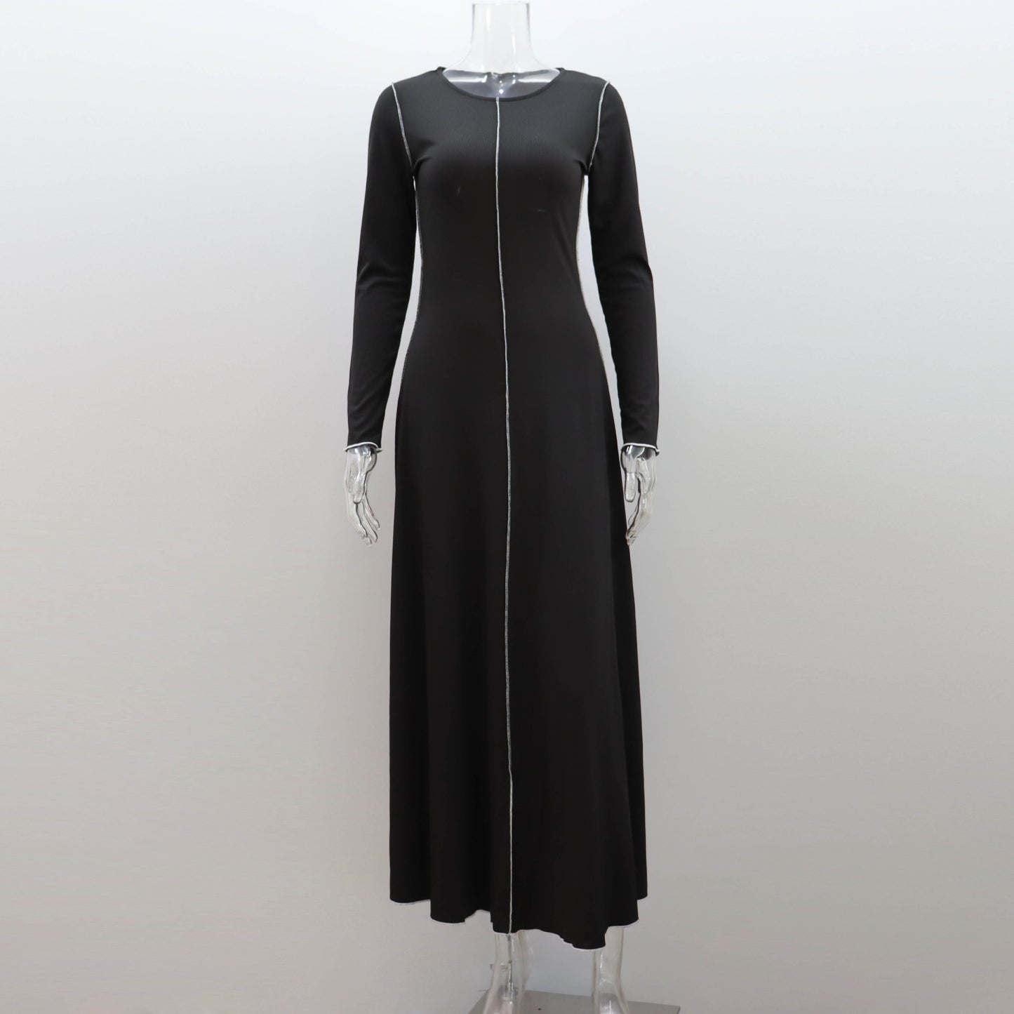 Autumn Winter Long Sleeve Round Neck A line Dress Women Sexy Maxi Dress Women Clothing