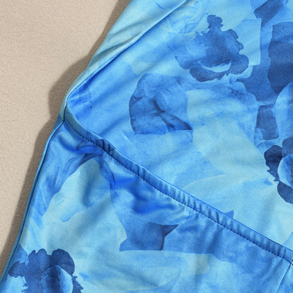 Women Neck Neck Women Clothing Swing Collar Printing Series Sexy Backless Skinny Dress