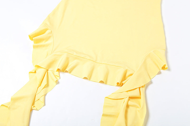Summer Women Clothing Solid Color Sexy Slim U Neck Backless Sling Dress Women