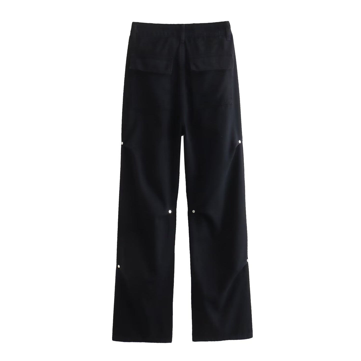 Spring Women Clothing Fashionable Rivet Pleated Drape Workwear Casual Pants Trousers