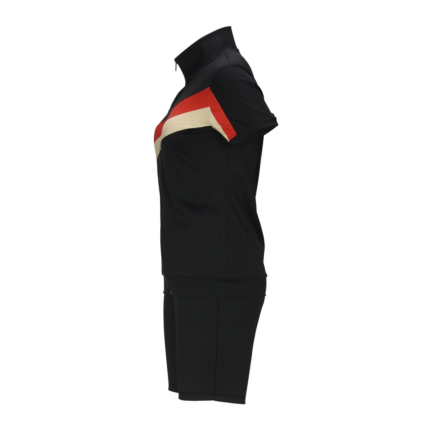 Spring Summer Elegant Women Clothing Zipped Stand Collar Office Printing Sports Suit