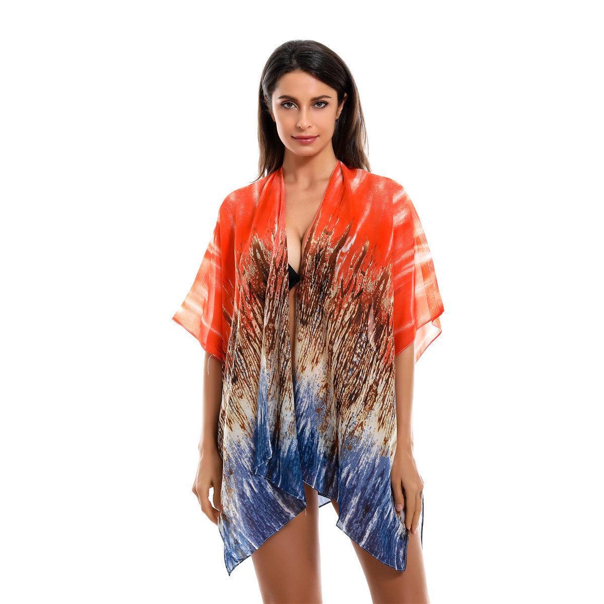 Spring Summer Gradient Pattern Chiffon Sun Protection Cardigan Coat