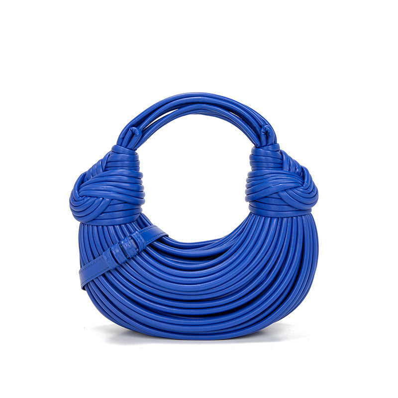Hand Woven Faux Leather Portable Crescent Women Bag Knotted Noodles Bag Hand Carrying Cloud Underarm Bag