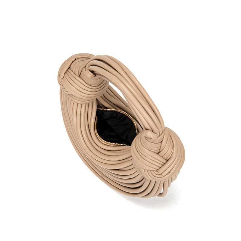 Hand Woven Faux Leather Portable Crescent Women Bag Knotted Noodles Bag Hand Carrying Cloud Underarm Bag
