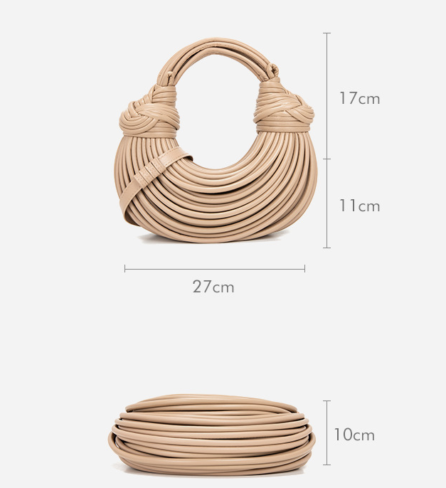 Hand Woven Faux Leather Portable Crescent Women Bag Knotted Noodles Bag Hand Carrying Cloud Underarm Bag