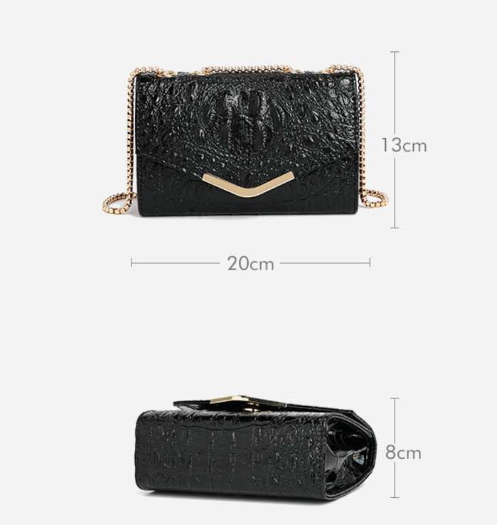 Bag Women Fashionable All Match Crocodile Pattern Chain Shoulder Crossbody Small Square Bag