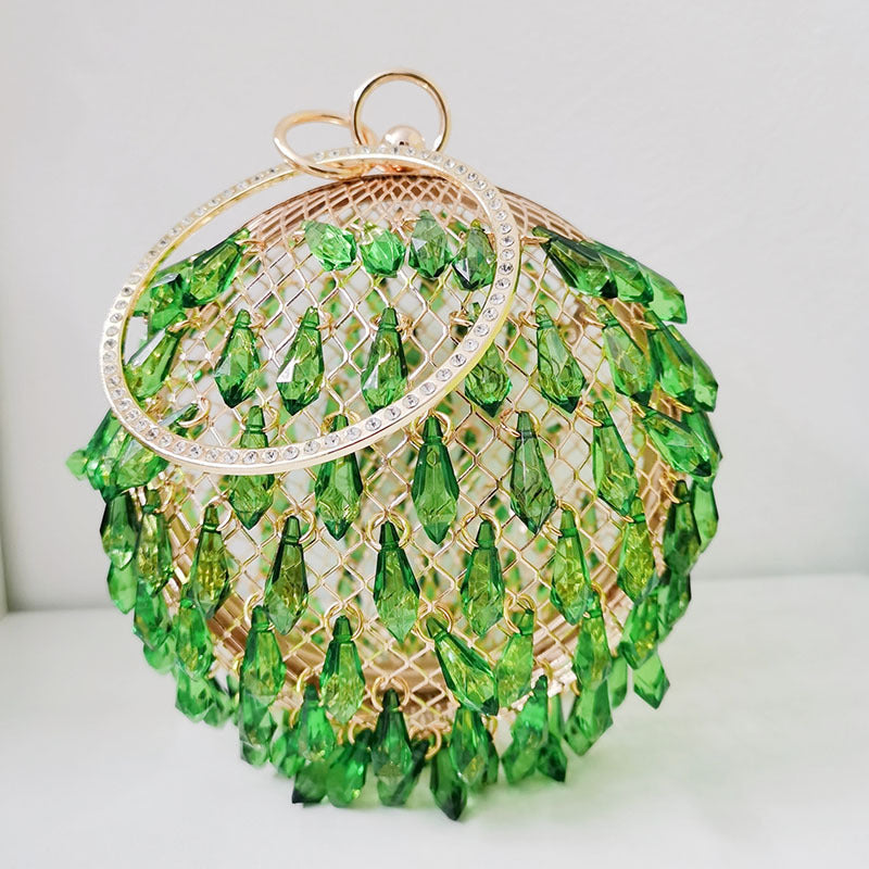 Spring Summer Internet Celebrity Drop Shaped Acrylic Multi Color Selection round Metal Bird Cage Portable Dinner Bag