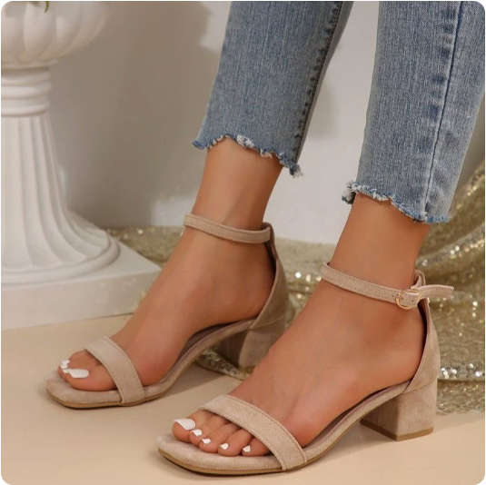 Open Toe plus Size Square Toe Hollow Out Cutout Ankle Strap Buckle Women High Heel Sandals