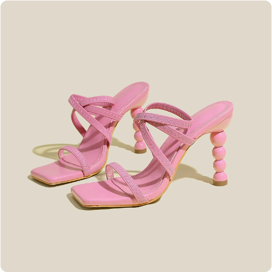 High Heels Spring Trend High Heel Profiled Heel Stretch Slip on Lace up Comfortable Sandals Stiletto Heel