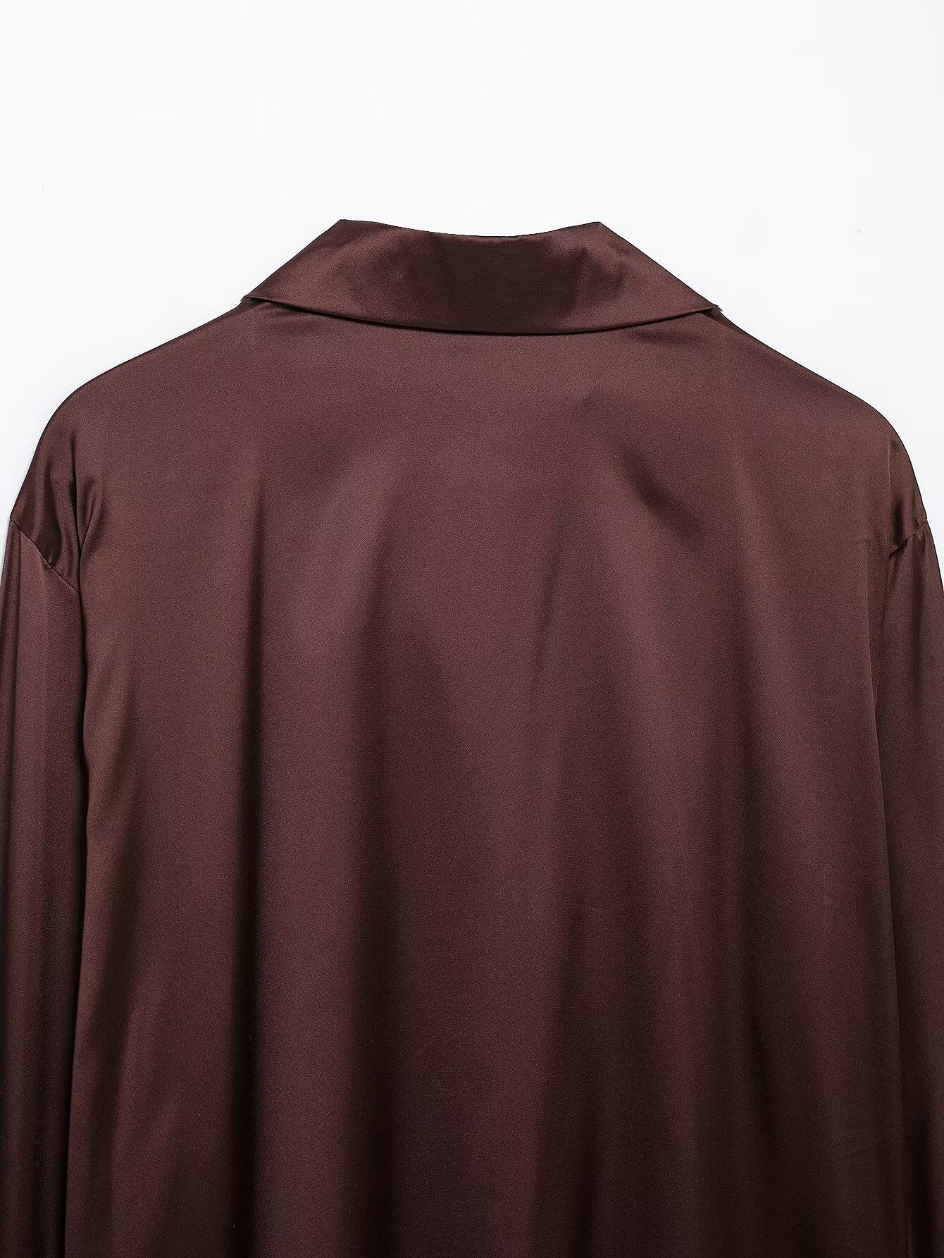 Spring Shacket Long Loose Casual Silk Satin Simple Textured