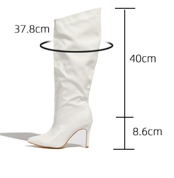 Patent Leather Pointed Glossy Slip on Mid Calf All Match Women Boots