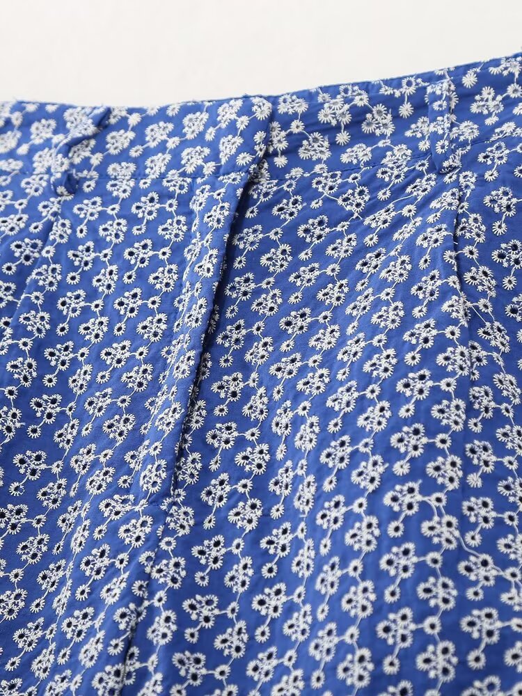 Spring Women Clothing Embroidered High Waist Casual Bermuda Shorts