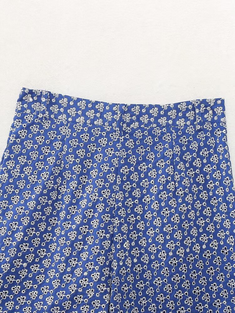 Spring Women Clothing Embroidered High Waist Casual Bermuda Shorts