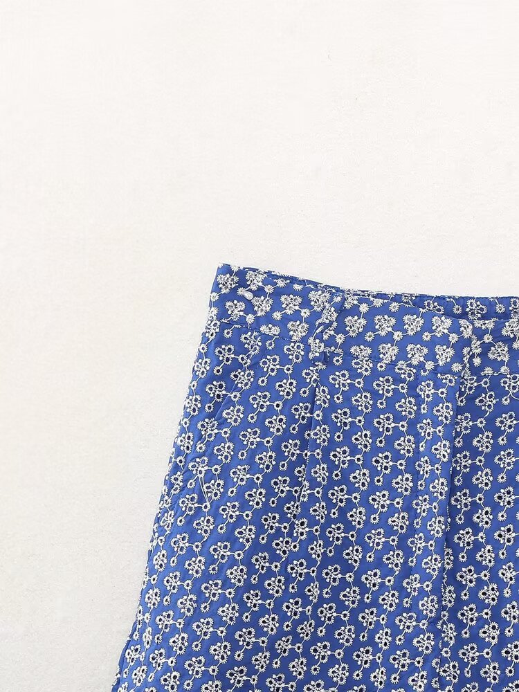 Spring Women Clothing Embroidered High Waist Casual Bermuda Shorts