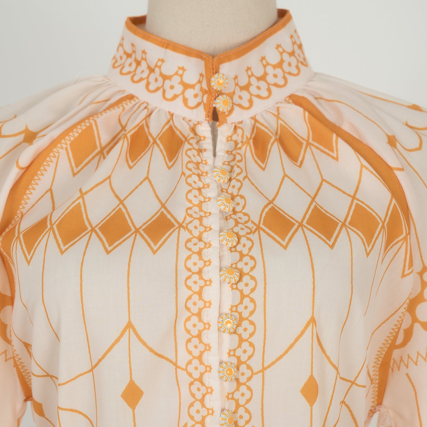 Retro Bohemian Style Two Piece Sets New Stand Up Collar Printed Shirt And Shorts Women