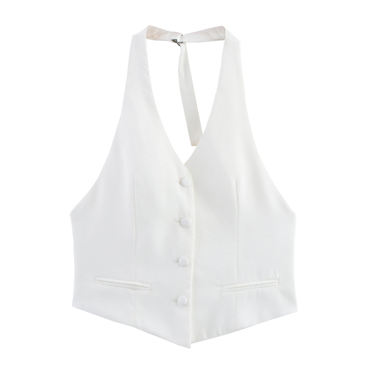 Women Clothing Stylish Graceful Simple Sexy Backless V neck Sleeveless Halter Vest Jacket