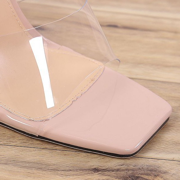 Transparent High Heels Women Summer Platform Strap Super High Heel Slippers Crystal Heel Chunky Heel Sandals Women