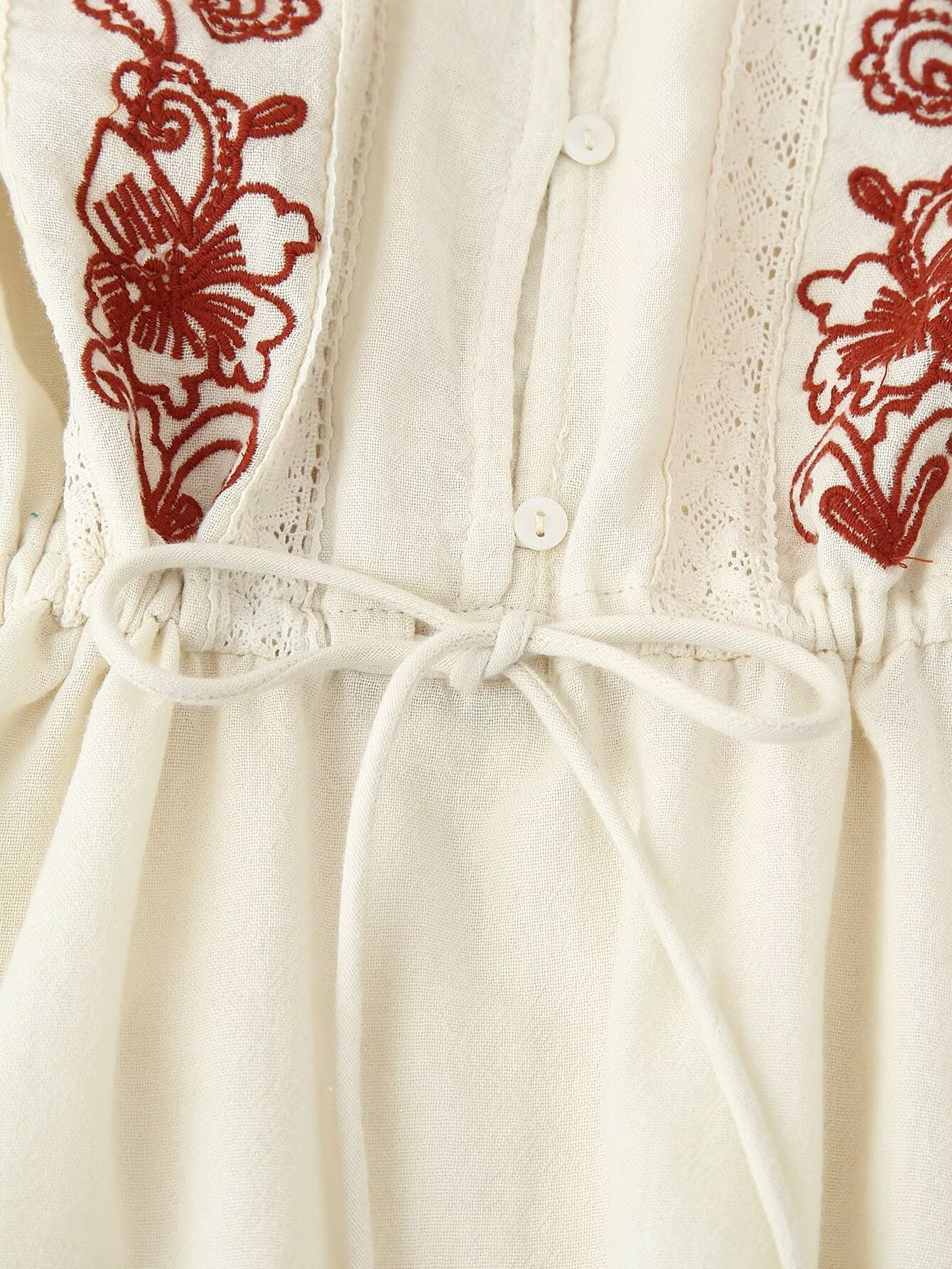 Summer Women All Match Lace Embroidered Pullover round Neck Long Sleeves Shirt