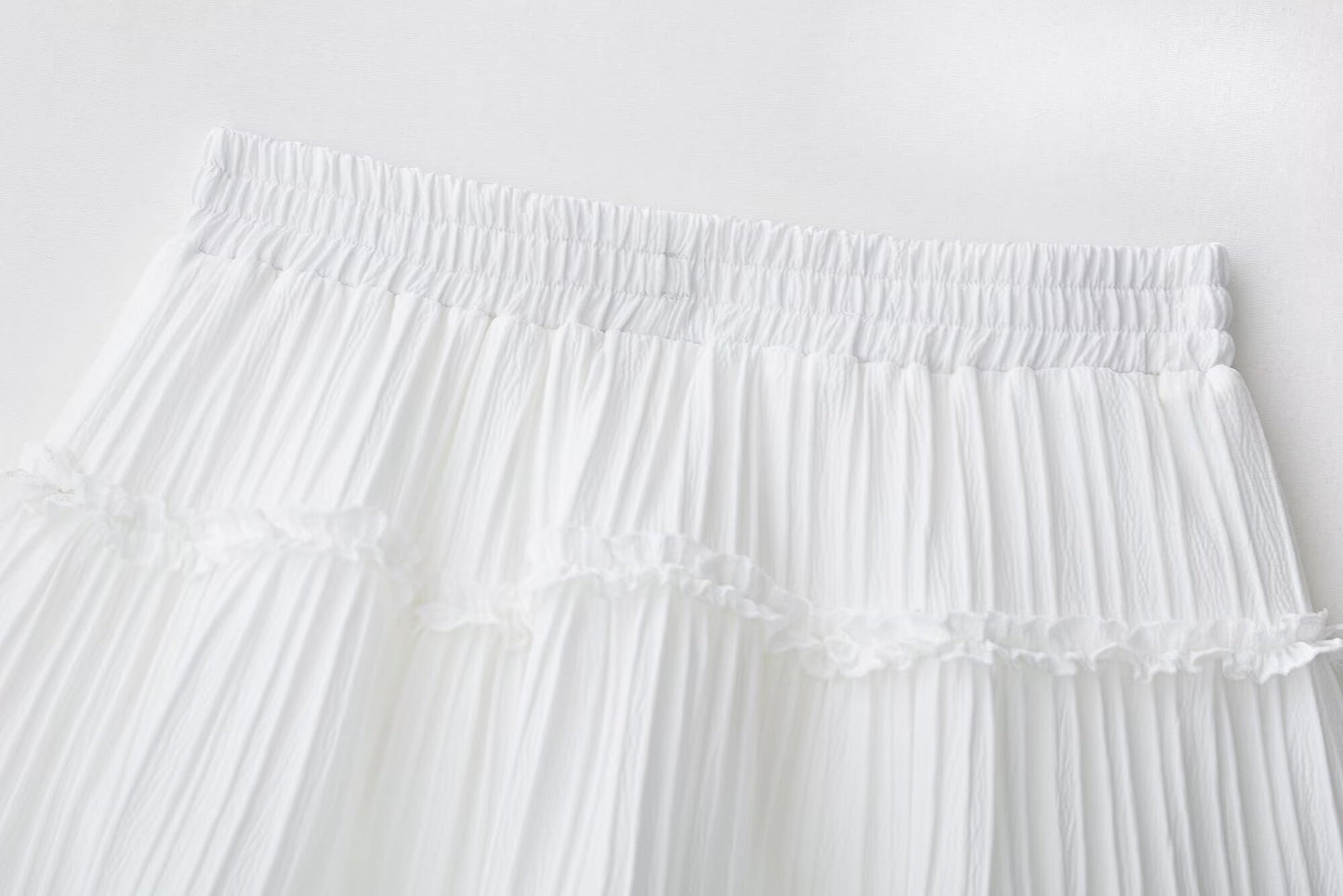 Women Clothing Sweet Lace Stitching Pleated High Waist Tiered Skirts