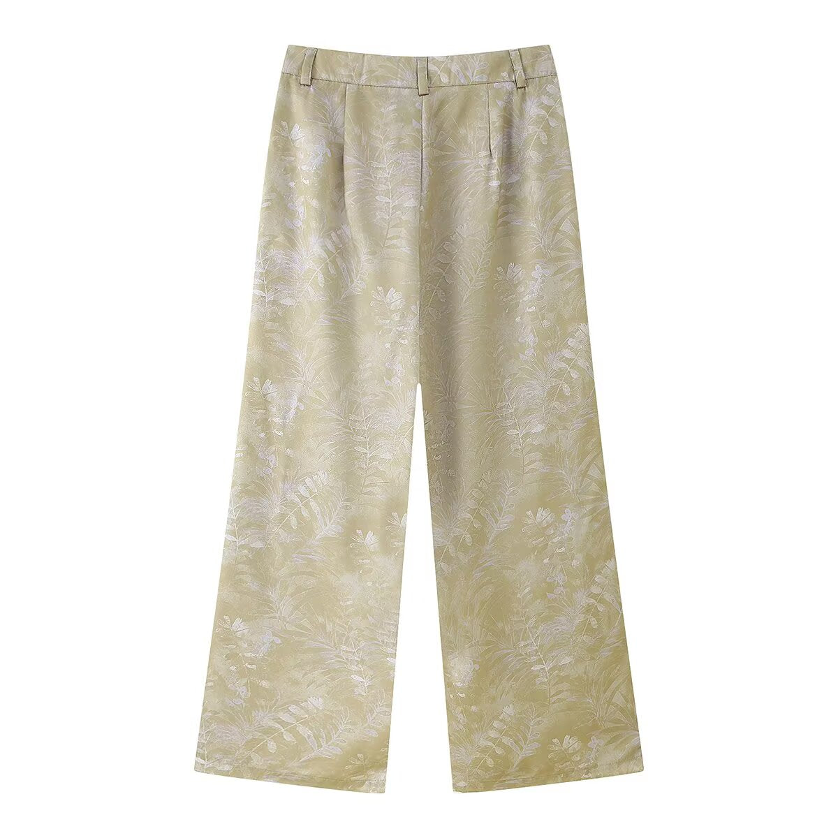 Women Summer Lace up Waist Beaded Embroider Jacket Wide Leg Trousers Sets