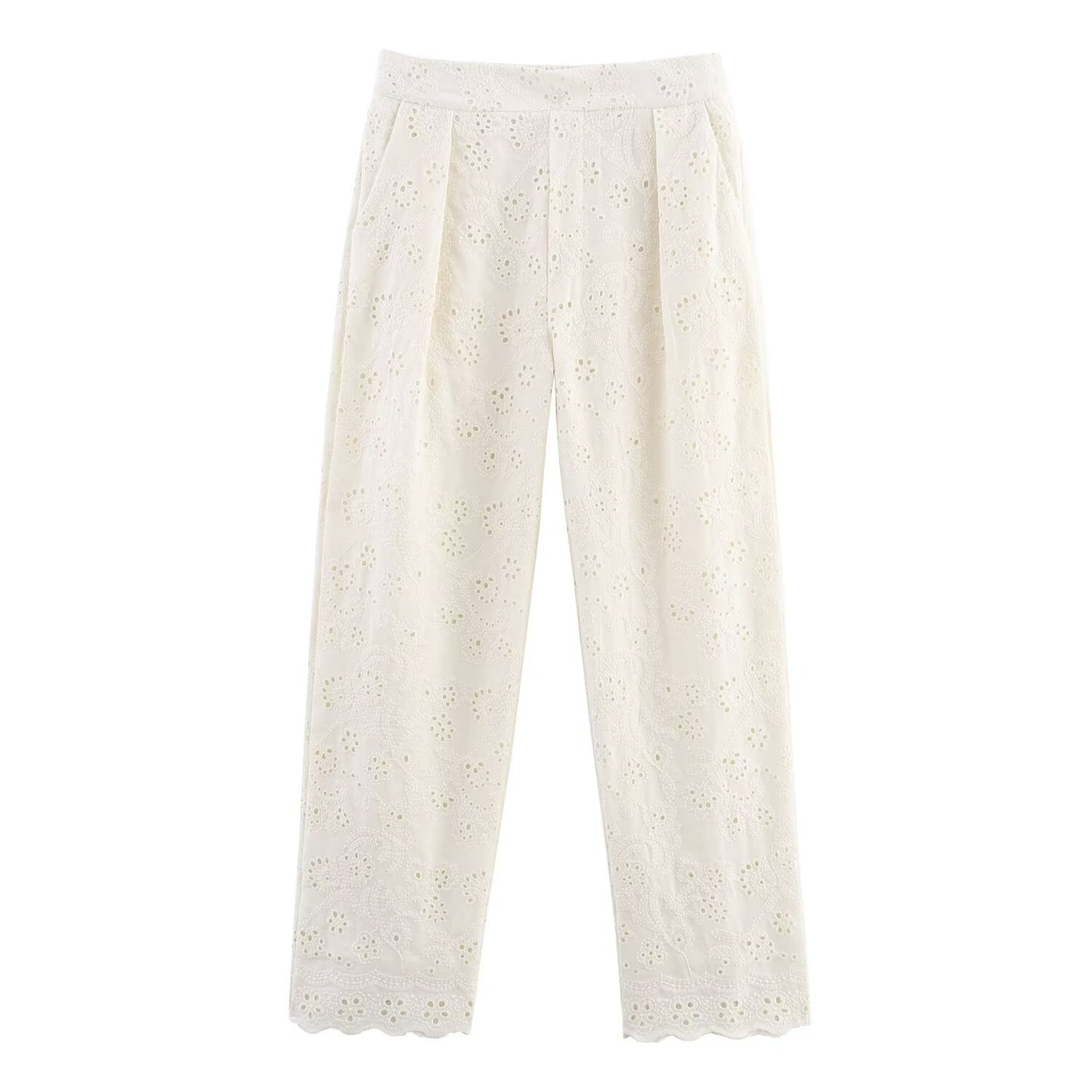 Summer Hollow Out Cutout Embroidered Shirt Pants Sets