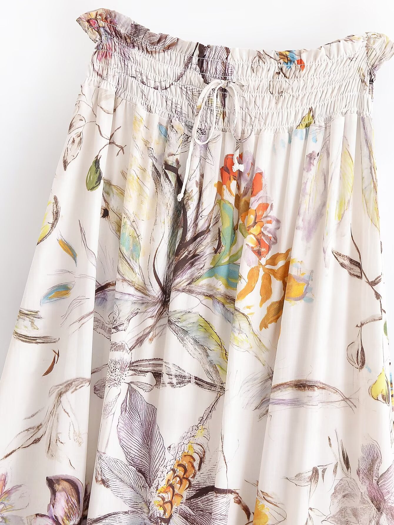 Rayon Printed Elastic Waist Vacation Casual Skirt Summer Midi Dress Women