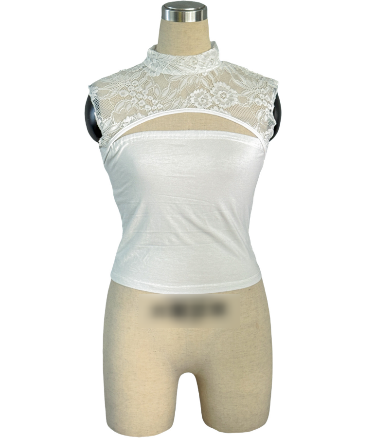 Spring Summer Pure Sexy Lace Slim Fit Patchwork Hollow Out Cutout out Women Sexy Short Top