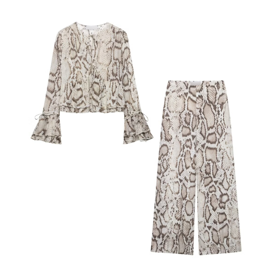 Summer Women Casual Animal Print Shirt Pants