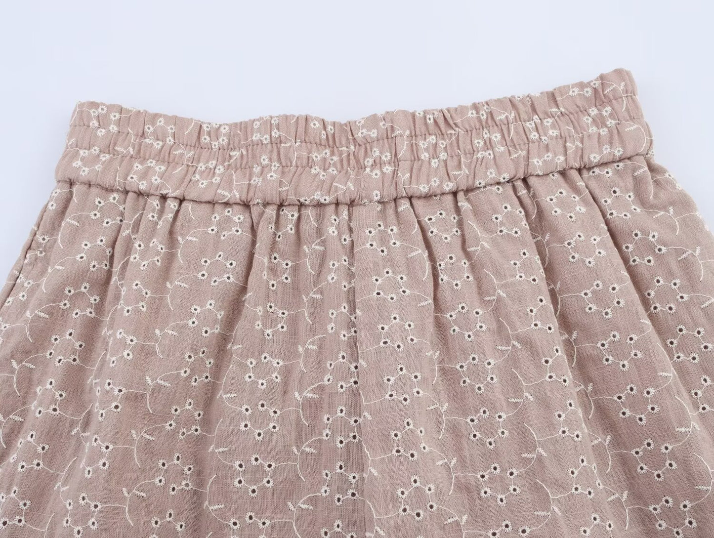 Women Clothing Summer Simple Elastic Waist Hollow Out Cutout Embroidered Casual Shorts