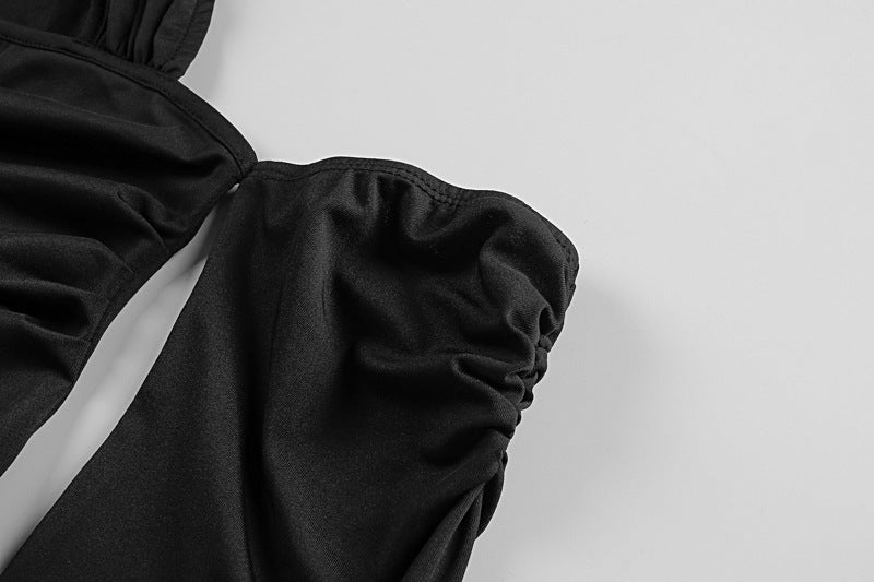 Autumn Winter Sexy Personality Oblique Shoulder Solid Color Slim Women Dress
