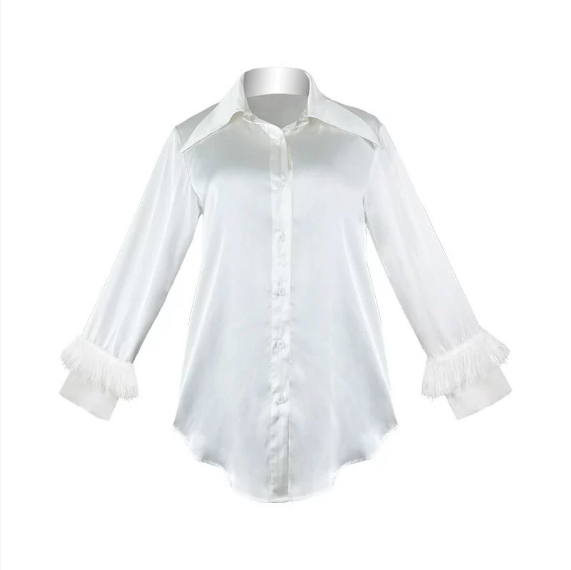 Sexy Boyfriend Shirt Pajamas Women Sexy Ice Silk Home Wear White Shirt Temptation Nightdress