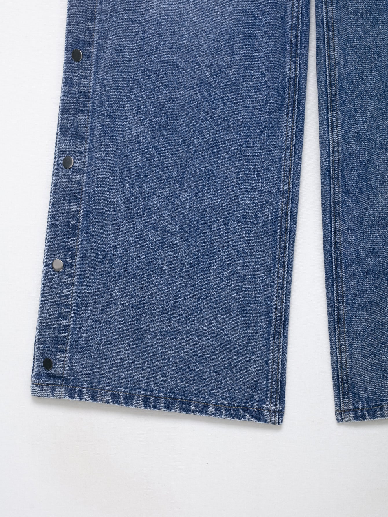 Women High Waist Loose Button Detail Straight Leg Pants Jeans
