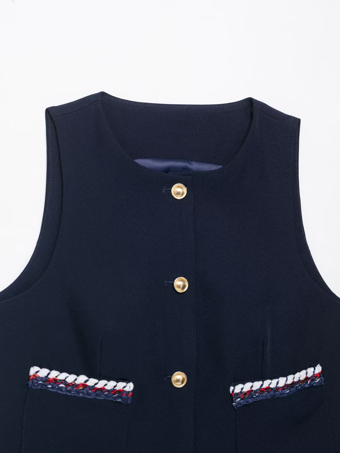 Women Clothing Summer Fancy Trim Vest Jacket Casual Shorts Two Piece Sets