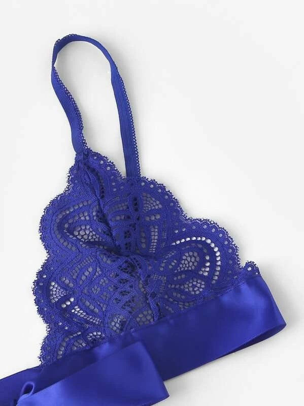 Split Cut Ruffled Sexy Lace Strap Three-Point Sexy Lingerie