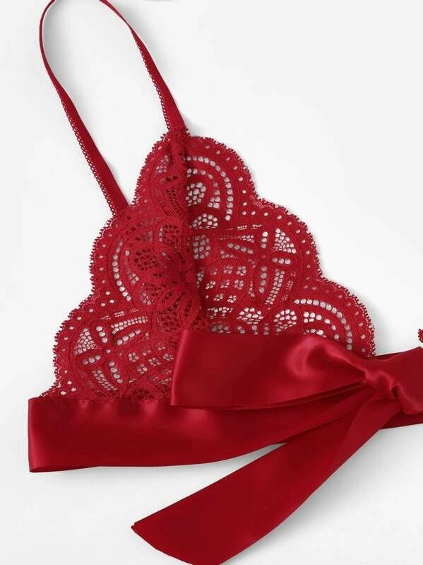 Split Cut Ruffled Sexy Lace Strap Three-Point Sexy Lingerie