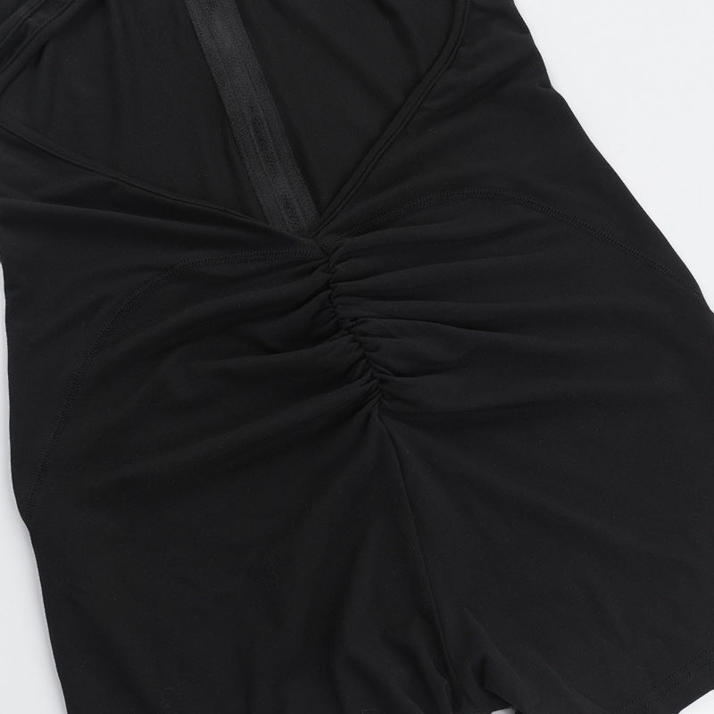 Quick Drying Romper Women Peach Hip Jumpsuit Sexy Hollow Out Cutout out Tight Zipper Yoga Pants