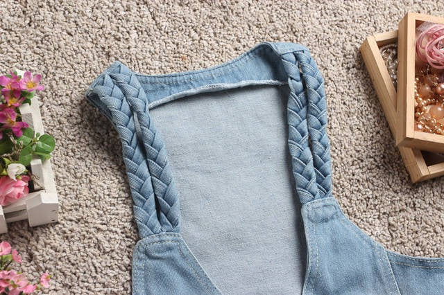 Summer Women's Collection Korean Twist Braid Denim Vest Small Waistcoat Workwear Vest
