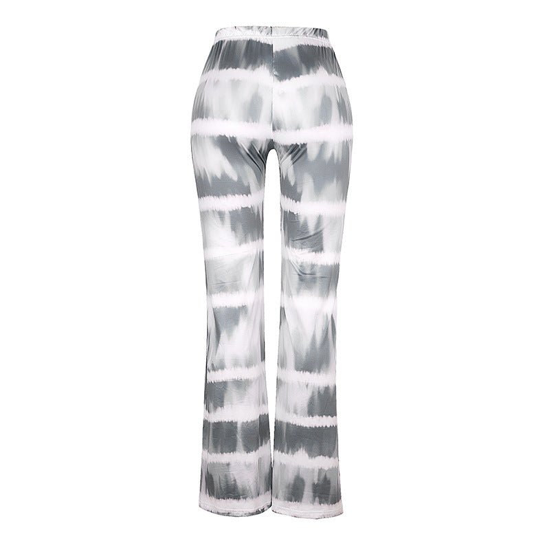 Summer Women Clothes Loose Casual Print Flared Pants