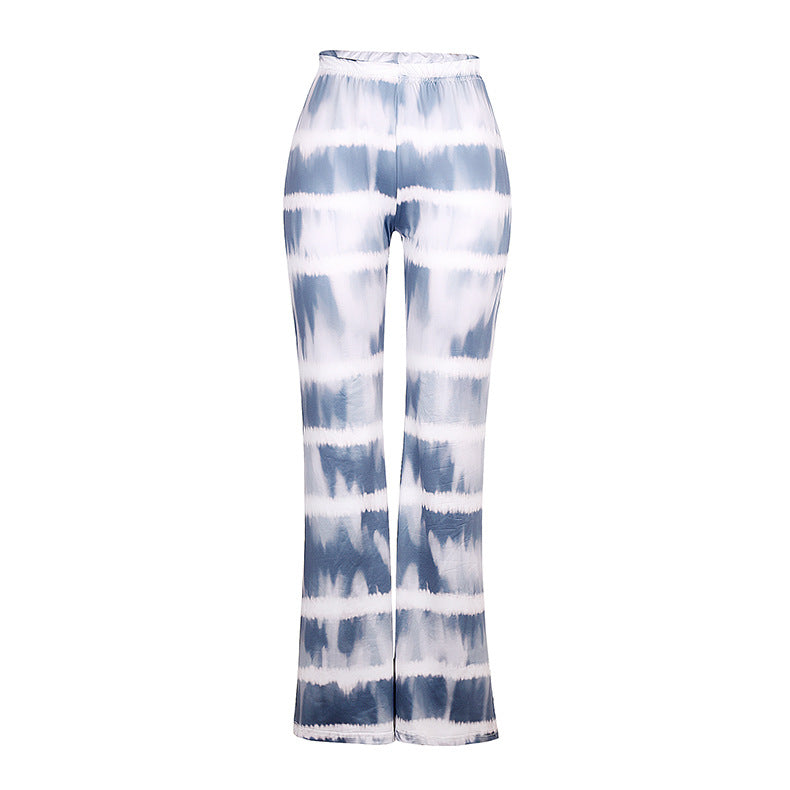 Summer Women Clothes Loose Casual Print Flared Pants