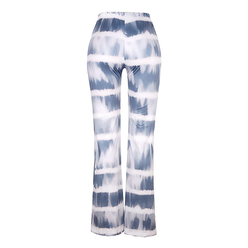 Summer Women Clothes Loose Casual Print Flared Pants