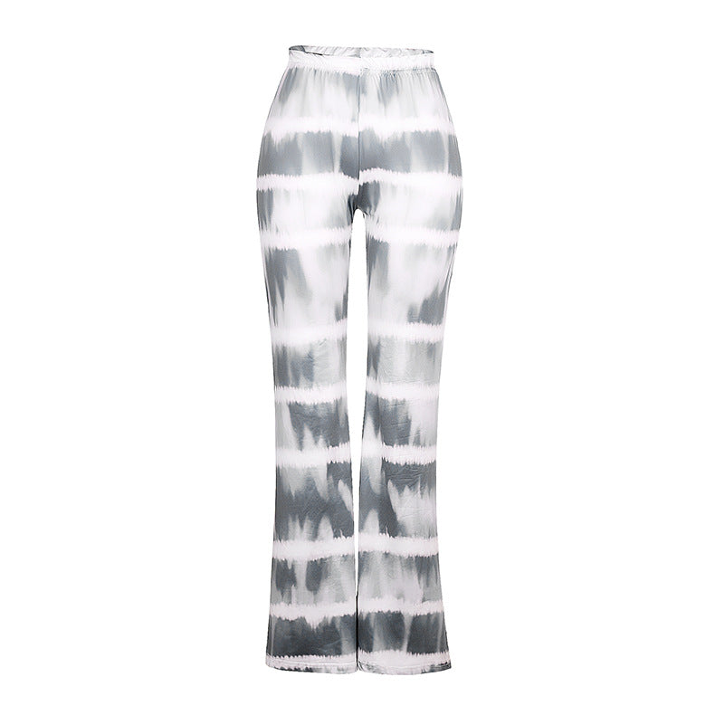 Summer Women Clothes Loose Casual Print Flared Pants