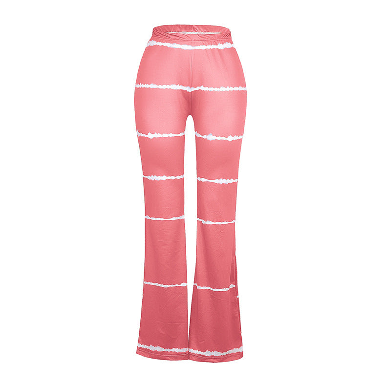 Summer Women Clothes Loose Casual Print Flared Pants