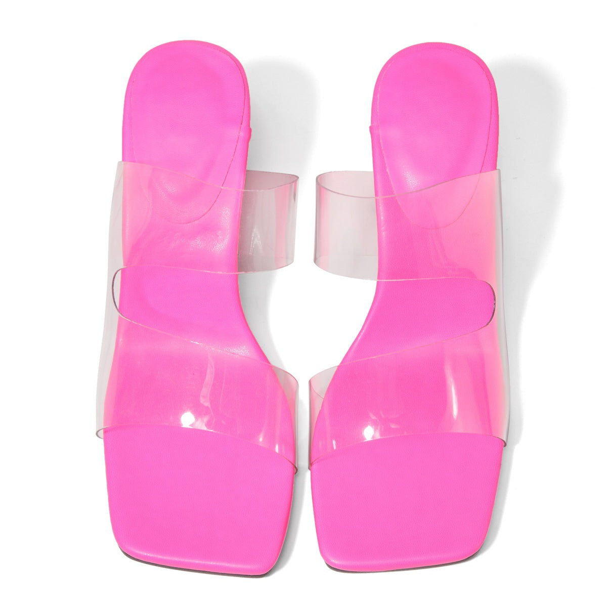 Candy Color Sandals High Heels Transparent PVC All Match High Heel Square Toe Sandals
